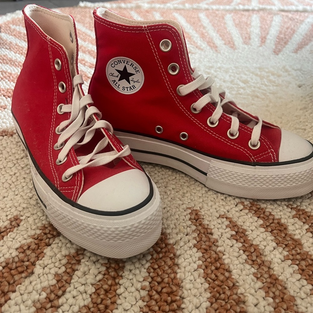 Converse Red High-Top Platform Sneakers